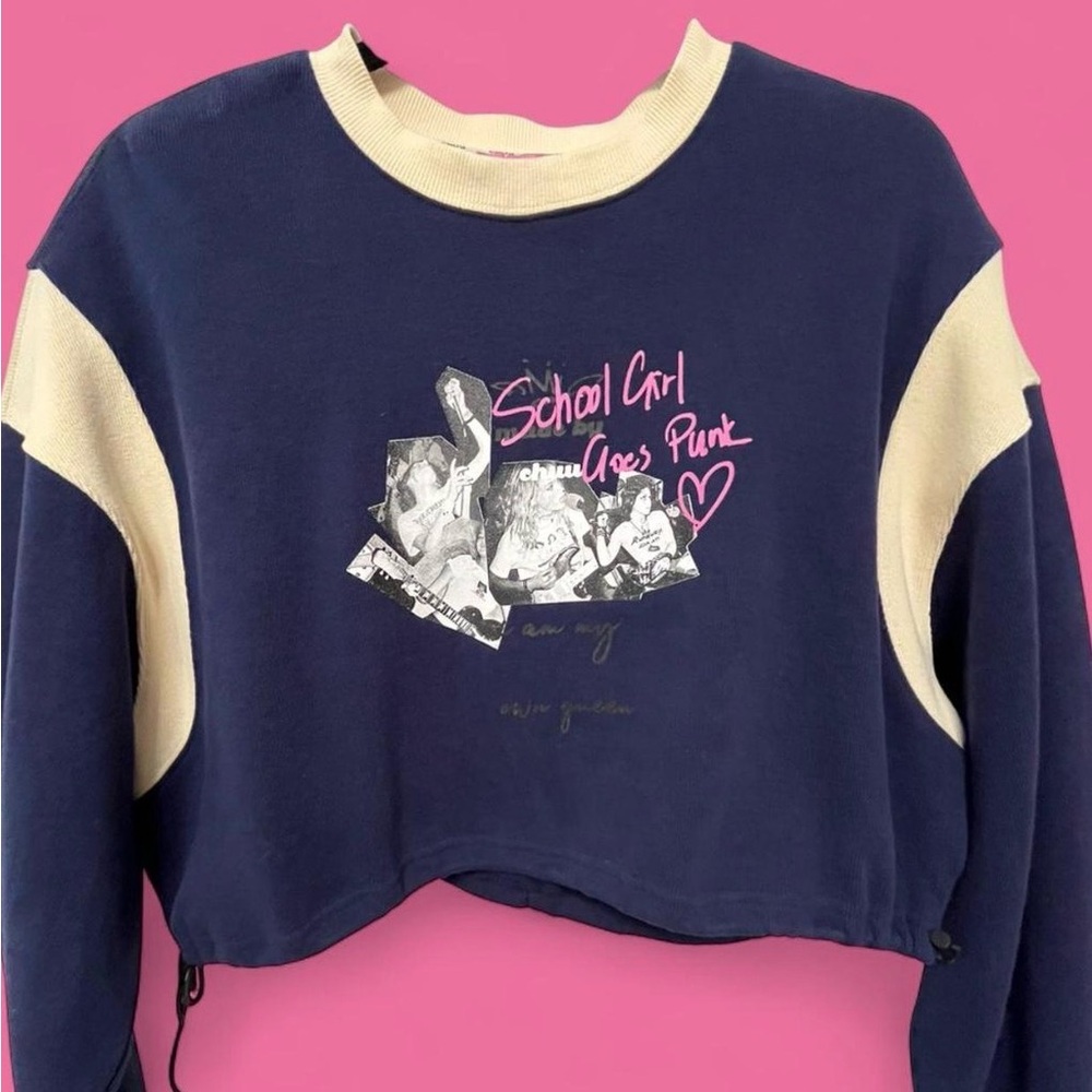 Navy blue boxy drop sleeves top
